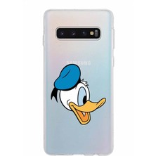 PrintiFy Samsung Galaxy S10 Kapak Donald Duck Tasarımlı Şeffaf Süper Silikon Kılıf