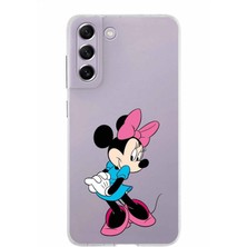 PrintiFy Samsung Galaxy S21 Fe Kapak Minnie Mouse Tasarımlı Şeffaf Süper Silikon Kılıf