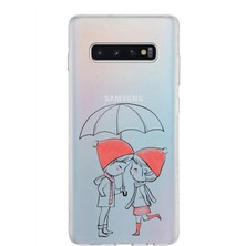 PrintiFy Samsung Galaxy S10 Plus Kapak Aşk Tasarımlı Şeffaf Süper Silikon Kılıf