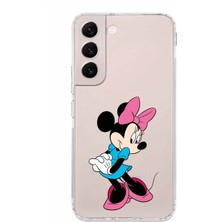 PrintiFy Samsung Galaxy S22 Kamera Korumalı Kapak Minnie Mouse Tasarımlı Şeffaf Süper Silikon Kılıf