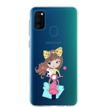 PrintiFy Samsung Galaxy M30S Kapak Vespagirl Tasarımlı Şeffaf Süper Silikon Kılıf