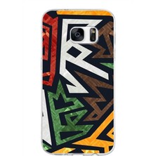 PrintiFy Samsung Galaxy S7 Kapak Soyut Grafiti Tasarımlı Şeffaf Süper Silikon Kılıf
