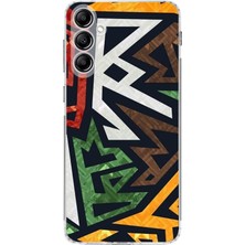 PrintiFy Samsung Galaxy S23 Fe Kamera Korumalı Kapak Soyut Grafiti Tasarımlı Şeffaf Süper Silikon Kılıf