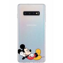 PrintiFy Samsung Galaxy S10 Plus Kapak Mickey Mouse Tasarımlı Şeffaf Süper Silikon Kılıf
