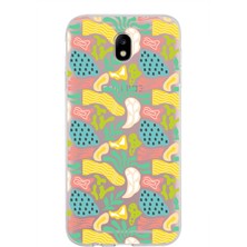 PrintiFy Samsung Galaxy J7 Pro ile Uyumlu Kapak Memphis Desen Tasarımlı Şeffaf Süper Silikon Kılıf