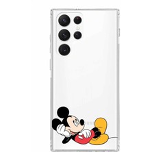 PrintiFy Samsung Galaxy S23 Ultra Kamera Korumalı Kapak Mickey Mouse Tasarımlı Şeffaf Süper Silikon Kılıf
