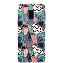 PrintiFy Samsung Galaxy S9 Plus ile Uyumlu Kapak Memphis Desen Tasarımlı Şeffaf Süper Silikon Kılıf