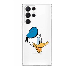PrintiFy Samsung Galaxy S23 Ultra Kamera Korumalı Kapak Donald Duck Tasarımlı Şeffaf Süper Silikon Kılıf
