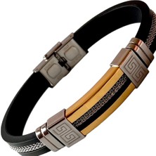 Gns Aksesuar 1. Sınıf Çelik-Silikon Mixli Kararmaz Model Erkek 22 cm Bileklik