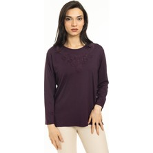 Mutlu City Kadın Orta Yaş ve Üzeri Yeni Model Yuvarlak Yaka Likralı Anne Penye Bluz 30550