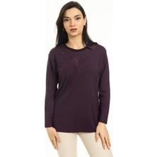 Mutlu City Yeni Sezon Kadın Orta Yaş ve Üzeri Yeni Desen Triko Yaka Likralı Anne Penye Bluz 30520