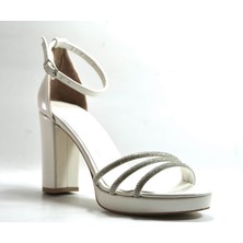 Beety 50.153 Siyah & Bej Platform Topuklu Önü Açık Taşlı Abiye Kadın Ayakkabı