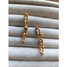 Renna Tiffany Çelik Gold Çivi Küpe