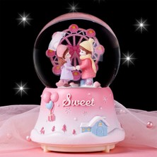 Keyfim Shop Dönme Dolap Önünde Sevgililer Orta Boy Işıklı Müzikli Kar Küresi