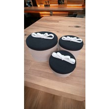 Home Decors By Özlem 3'lü Kapaklı Sepet Takımı Düzenleyici Saklama Kutusu Hasır Sepet Organizer ELEMEĞI-35X25/30X20/25X15