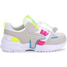 Cool Y3 Gri-Pembe Lastik Bağ Anatomik Kız Çocuk Spor Ayakkabı