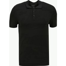 Fabrika Polo Yaka Slim Fit Düz Siyah Erkek Kazak F4SM-KZK 0741