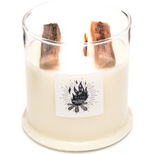 Missi Büyük Üfleme Cam Ahşap Fitilli Palo Santo Vegan Mum(380 gr)