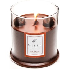 Missi Büyük Üfleme Cam Ahşap Fitilli Coffe Mocha Vegan Mum(380 gr)