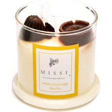 Missi Üfleme Cam Ahşap Fitilli  White Chocolate Mocha Vegan Mum(140 gr)