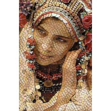 Movas Sanat Gülümseyen Kadın | Elmas Mozaik Tablo | Mozaik Puzzle  | 40x60 | E20202790M