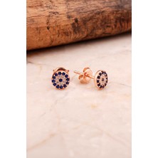 Sümer Telkari Rose Gümüş Mini Göz Küpe 6855