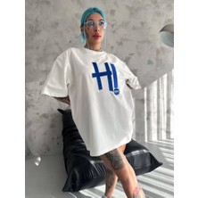 Poppytex Unisex Nakış Işlemeli T-Shirt - Beyaz