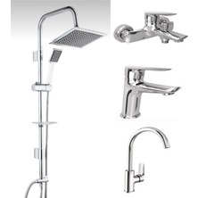 Kale Tandem Banyo+Lavabo+Mutfak Bataryası Tema 53260 Tepe Duş Seti