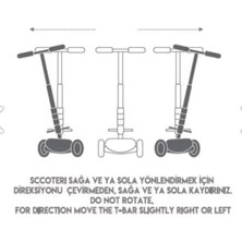 Manuel Twist Işıklı 3 Tekerlekli Çocuk Scooter Ayrılabilir 40-50 kg 3 Sarı