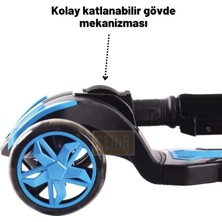 3 Combo 3-7 Yaş LED Işıklı 3 Tekerlek Oturaklı Yükseklik Ayarlı Katlanabilir Çocuk Scooter Katlanab