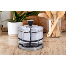 Çırpan Ev Fiona Beyaz Gümüş 6'lı Döner Standlı Baharatlık