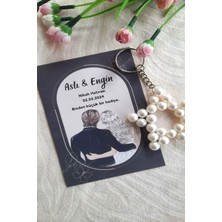 Emtory Home 30 Adet Siyah Çerçeve Kartlı Hediyelik Yıldız Anahtarlık - Kına Hediye - Nikah Hediye- Bride