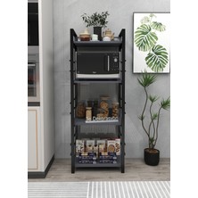 3E Dekorasyon Yapı Mutfak Dolabı Raflı Mikrodalga Düzenleyic Çok Amaçlı Düzenleyici Banyo Dolabı Kahve Köşesi Mdf 150CM