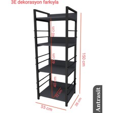 3E Dekorasyon Yapı Mutfak Dolabı Raflı Mikrodalga Düzenleyici Çok Amaçlı Düzenleyici Banyo Dolabı Kahve Köşesi Mdf 150CM