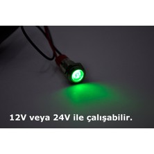 Motoraid Kablolu 8mm Mini Metal Yeşil Göz Lamba LED 12V 24V