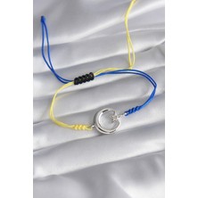 Fy Butik Sarı Lacivert Ip Model Gümüş Ay Yıldız Figür Zirkon Taş Detay Unisex Model Bileklik