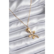 Fy Butik 316L Çelik Gold Renk Gül Model Kadın Kolye