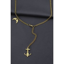 Fy Butik Çelik Gold Renk Çapa Tasarımlı Kadın Kolye