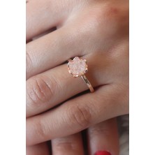 Fy Butik Pudra Lotus Çiçek Figür Gold Renk Kadın Yüzük