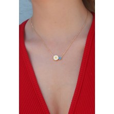 Fy Butik Gold Renk Papatya Figür Nazar Boncuk Detay Kadın Kolye