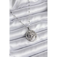 Fy Butik 316L Çelik Gümüş Renk Zirkon Taşlı Puma Model Kadın Kolye