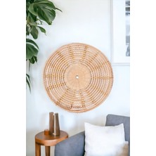 Ocean Point Rattan Duvar Dekoru Iskandinav Bohem Doğal Duvar Süsü El Yapımı Ahşap Yuvarlak 35CM Oceanpoint