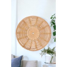 Ocean Point Rattan Duvar Dekoru Iskandinav Bohem Doğal Duvar Süsü El Yapımı Ahşap Yuvarlak 35CM Oceanpoint