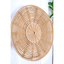 Ocean Point Rattan Duvar Dekoru Iskandinav Bohem Doğal Duvar Süsü El Yapımı Ahşap Yuvarlak 35CM Oceanpoint