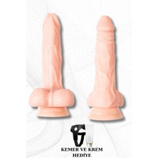 ada marketing Damar Detaylı 19 cm Strapon Dildo Belden Bağlama Kemeri ve Krem Hediyeli Yapay Penis