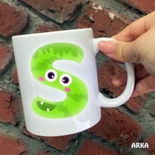 Hediyeci Abla Size Özel Neşeli Çocuk Harfli S Seramik Baskılı Kupa Bardaklar