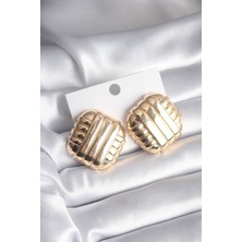 Fy Butik Pirinç Gold Renk Işleme Detay Kadın Küpe
