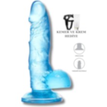 ada marketing Mavi Renkli Strapon Dildo Belden Bağlama Kemeri ve Krem Hediyeli Yapay Penis