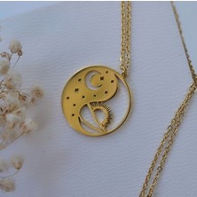 N!da Jewelry 925 Ayar Gümüş Güneş Ay Yin Yang Kolye