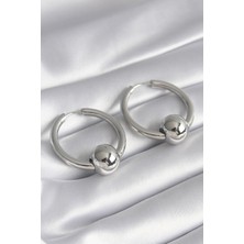 Fy Butik Pirinç Gümüş Renk Halka Top Model Kadın Küpe